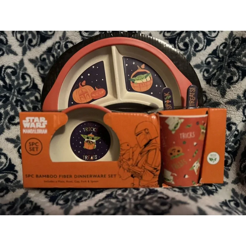 Star Wars MANDALORIAN Baby Yoda 5 PC Bamboo Child Dinnerware‎ Set
